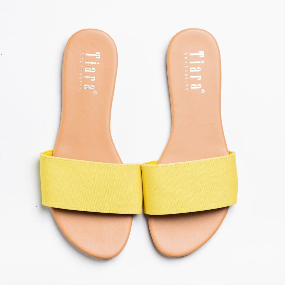Tiara Los Angeles Women Comfy Thick Strap Slip-On Sandals - Yellow - Size 10